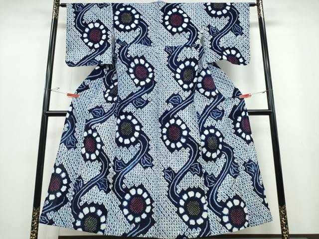 平和屋着物∴夏物 浴衣 有松鳴海絞り 菊唐草文 綿 逸品 CABB6763ng