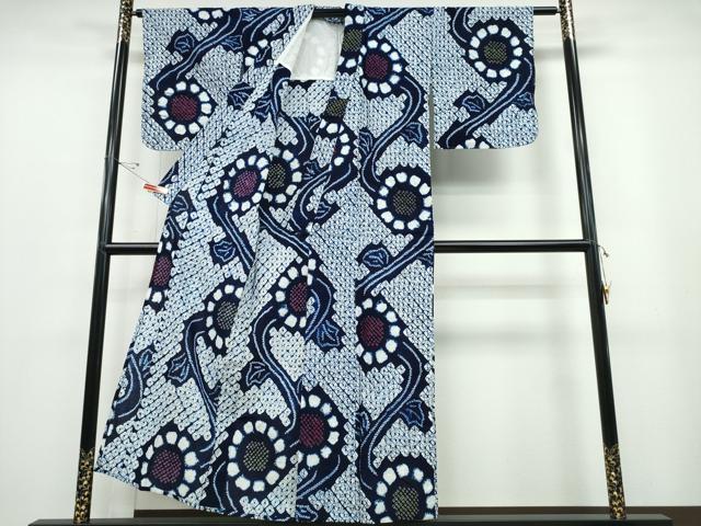 平和屋着物∴夏物 浴衣 有松鳴海絞り 菊唐草文 綿 逸品 CABB6763ng