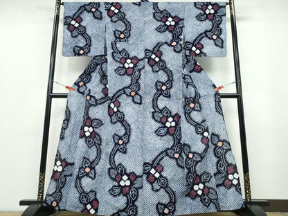 平和屋着物∴夏物 浴衣 有松鳴海絞り 花唐草文 綿 逸品 CABB6767ng