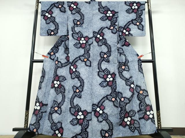 平和屋着物∴夏物 浴衣 有松鳴海絞り 花唐草文 綿 逸品 CABB6767ng