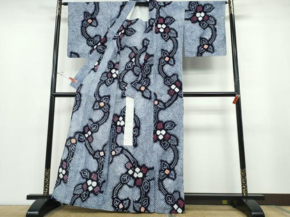 平和屋着物∴夏物 浴衣 有松鳴海絞り 花唐草文 綿 逸品 CABB6767ng