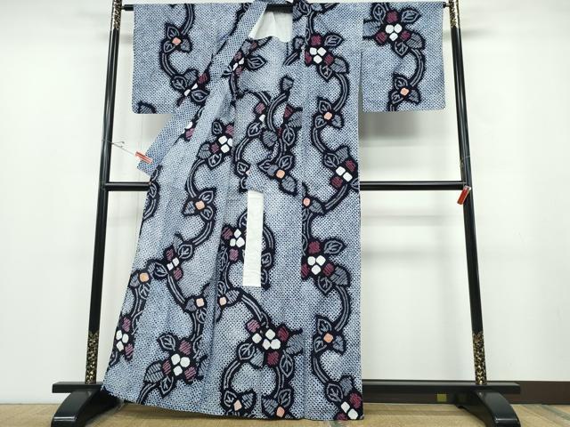平和屋着物∴夏物 浴衣 有松鳴海絞り 花唐草文 綿 逸品 CABB6767ng