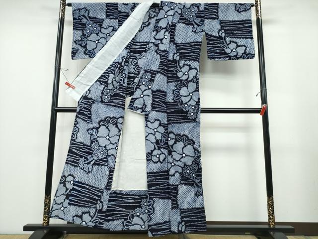平和屋着物∴夏物 浴衣 有松鳴海絞り 枝花市松文様 綿 逸品 CABB6769ng