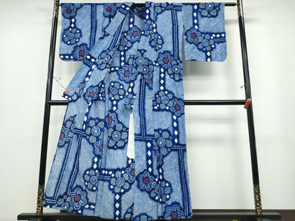 平和屋着物∴夏物 浴衣 有松鳴海絞り 吉祥舞花文 綿 逸品 CABB6770ng