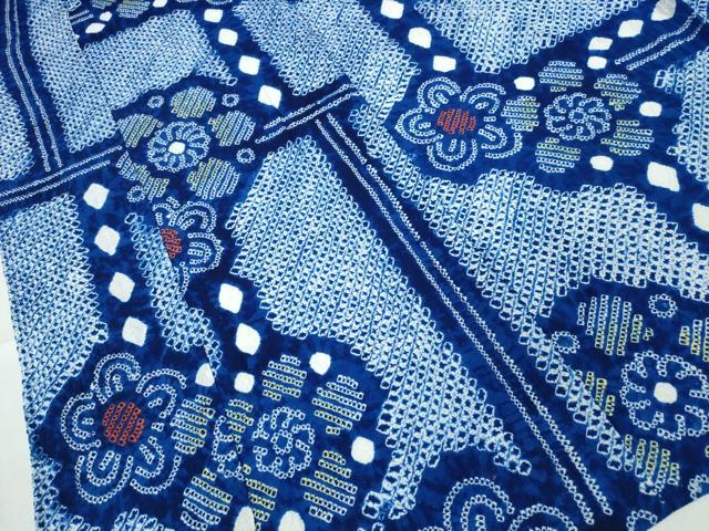 平和屋着物∴夏物 浴衣 有松鳴海絞り 吉祥舞花文 綿 逸品 CABB6770ng
