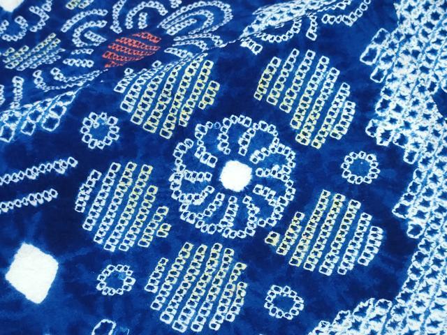 平和屋着物∴夏物 浴衣 有松鳴海絞り 吉祥舞花文 綿 逸品 CABB6770ng