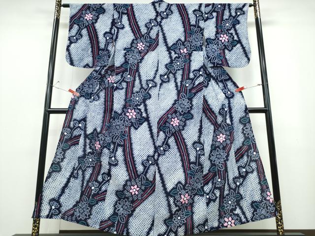 平和屋着物∴夏物 浴衣 有松鳴海絞り 枝菊文 綿 逸品 CABB6773ng