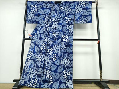 平和屋着物∴夏物　浴衣　有松鳴海絞り　紫陽花　綿　逸品　未使用　CABB6774ng