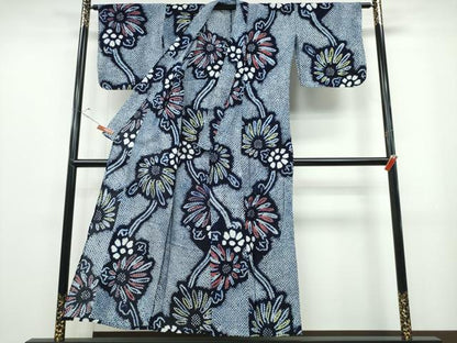 平和屋着物∴夏物 浴衣 有松鳴海絞り 菊唐草文 綿 逸品 CABB6775ng