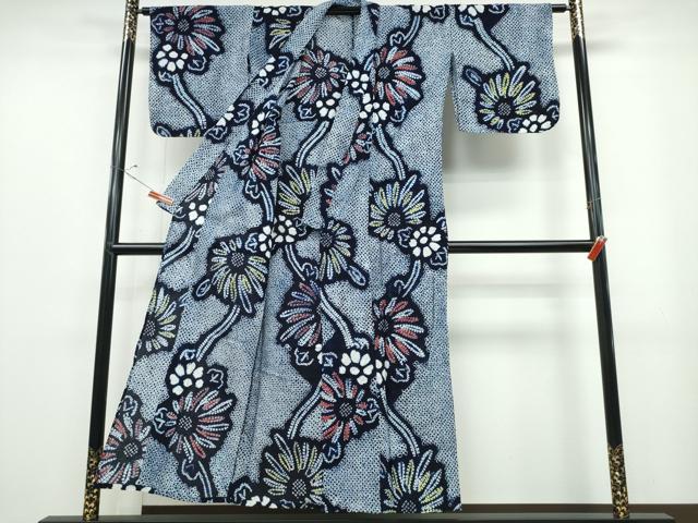 平和屋着物∴夏物 浴衣 有松鳴海絞り 菊唐草文 綿 逸品 CABB6775ng