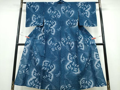 平和屋着物∴夏物 浴衣 有松鳴海絞り トンボ 蜻蛉 流水文 綿 逸品 CABB6776ng