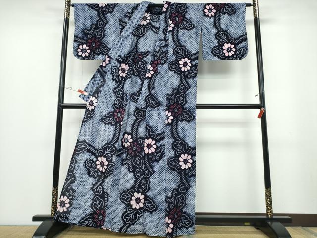 平和屋着物∴夏物 浴衣 有松鳴海絞り 枝菊文 綿 逸品 CABB6777ng