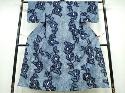 平和屋着物∴夏物 浴衣 有松鳴海絞り 薔薇 バラ 綿 逸品 CABB6778ng