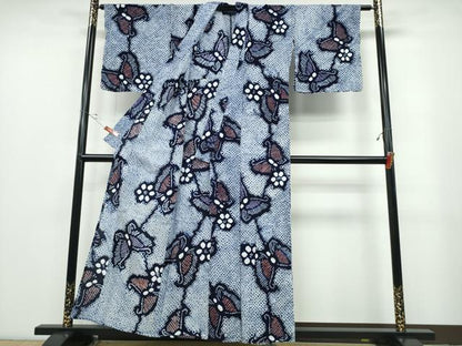 平和屋着物∴夏物 浴衣 有松鳴海絞り 舞蝶花文 綿 逸品 CABB6779ng