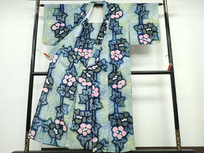 平和屋着物∴夏物 浴衣 有松鳴海絞り 枝花文 綿 逸品 CABB6780ng