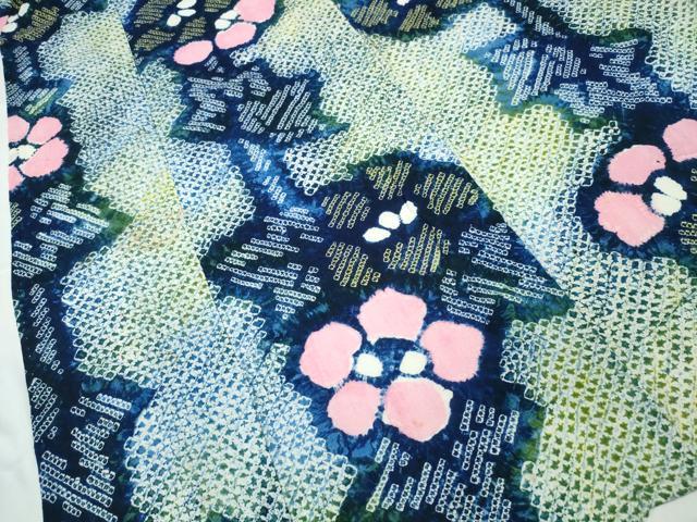 平和屋着物∴夏物 浴衣 有松鳴海絞り 枝花文 綿 逸品 CABB6780ng