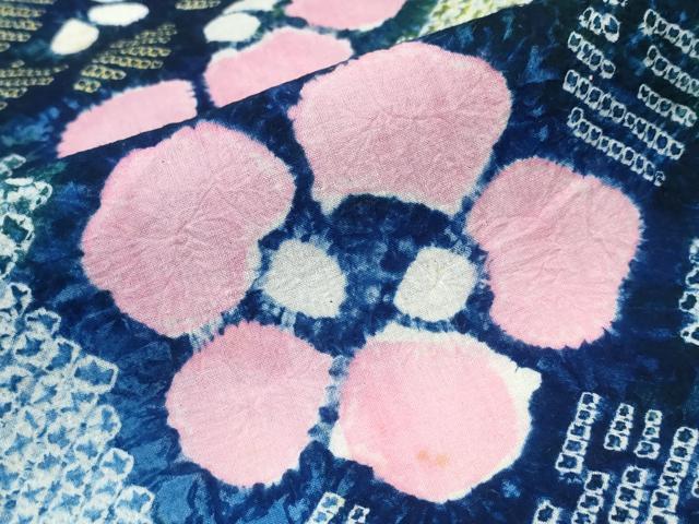 平和屋着物∴夏物 浴衣 有松鳴海絞り 枝花文 綿 逸品 CABB6780ng
