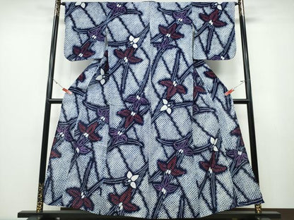 平和屋着物∴夏物 浴衣 有松鳴海絞り 杜若 綿 逸品 CABB6782ng