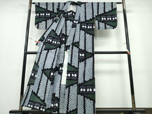平和屋着物∴夏物 浴衣 有松鳴海絞り 幾何学文様 綿 逸品 CABB6785ng
