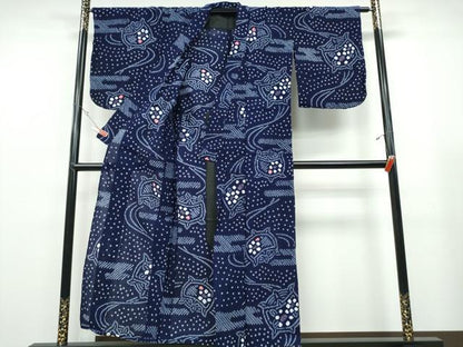 平和屋着物∴夏物 浴衣 有松鳴海絞り エ霞糸車流水文 綿 逸品 CABB6786ng