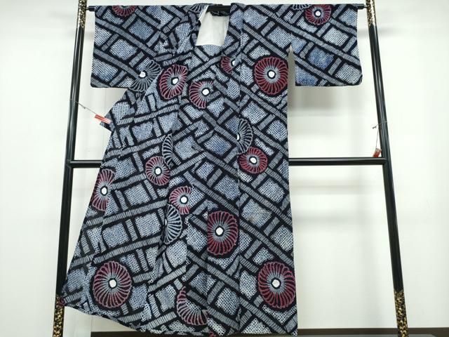 平和屋着物∴夏物 浴衣 有松鳴海絞り 舞菊文 綿 逸品 CABB6788ng