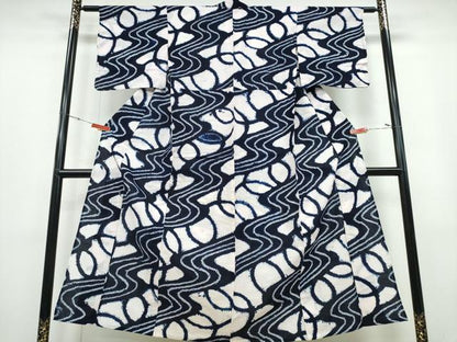 平和屋着物∴夏物 浴衣 有松鳴海絞り 流水吉祥文 綿 逸品 CABB6789ng
