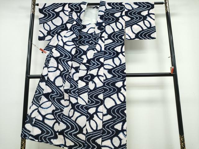 平和屋着物∴夏物 浴衣 有松鳴海絞り 流水吉祥文 綿 逸品 CABB6789ng