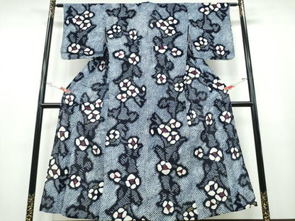 平和屋着物∴夏物 浴衣 有松鳴海絞り 草花文 綿 逸品 CABB6790ng