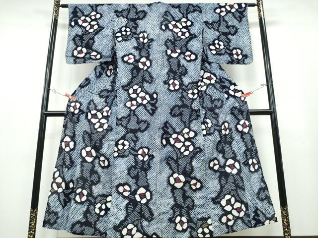 平和屋着物∴夏物 浴衣 有松鳴海絞り 草花文 綿 逸品 CABB6790ng