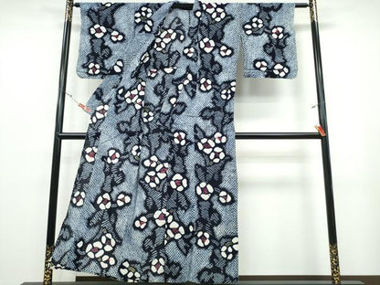平和屋着物∴夏物 浴衣 有松鳴海絞り 草花文 綿 逸品 CABB6790ng
