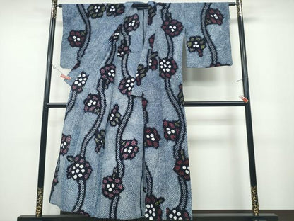 平和屋着物∴夏物 浴衣 有松鳴海絞り よろけ縞花文 綿 逸品 CABB6798ng