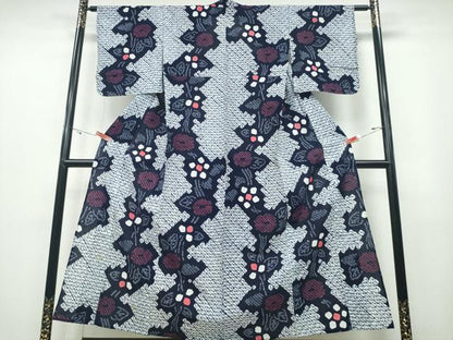 平和屋着物∴夏物 浴衣 有松鳴海絞り 草花文 綿 逸品 CABB6799ng