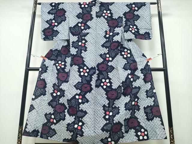平和屋着物∴夏物 浴衣 有松鳴海絞り 草花文 綿 逸品 CABB6799ng