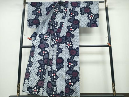 平和屋着物∴夏物 浴衣 有松鳴海絞り 草花文 綿 逸品 CABB6799ng
