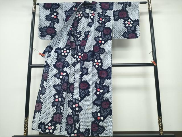 平和屋着物∴夏物 浴衣 有松鳴海絞り 草花文 綿 逸品 CABB6799ng