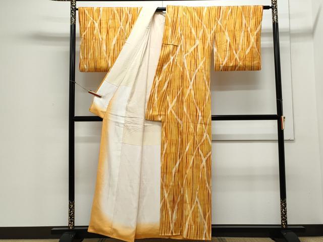 平和屋着物▼上質な小紋　変わり縞　正絹　逸品　CABB6801th