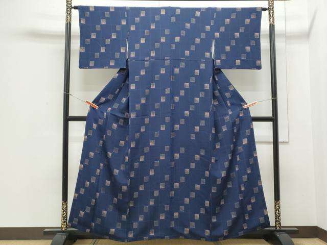 平和屋着物▼上質な小紋　市松吉祥文　金彩　正絹　逸品　CABB6830th