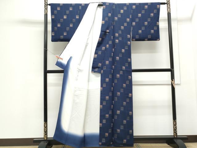 平和屋着物▼上質な小紋　市松吉祥文　金彩　正絹　逸品　CABB6830th