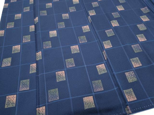 平和屋着物▼上質な小紋　市松吉祥文　金彩　正絹　逸品　CABB6830th