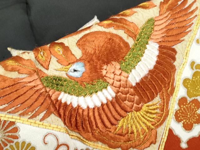 平和屋着物▼豪華黒留袖 駒刺繍 向かい鳥天井花文 金彩 正絹 逸品 CABB6842th
