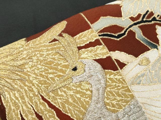 平和屋着物▼豪華黒留袖 刺繍 屏風孔雀花文 金彩 正絹 逸品 CABB6845th