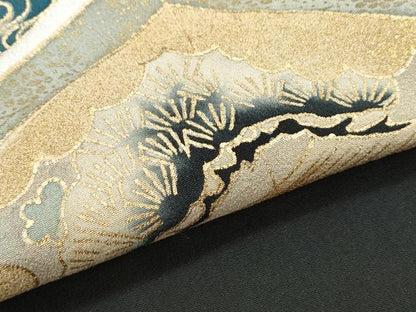 平和屋着物▼豪華黒留袖 刺繍 屏風孔雀花文 金彩 正絹 逸品 CABB6845th