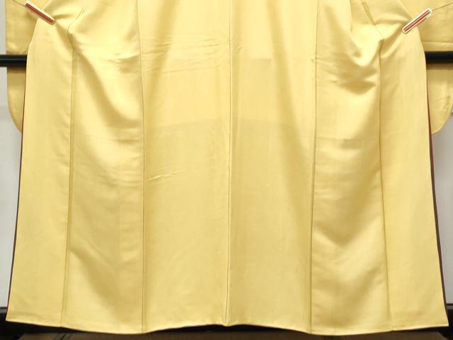 平和屋着物●豪華振袖　色無地　淡黄色　十二単風　正絹　逸品　CABB6965th