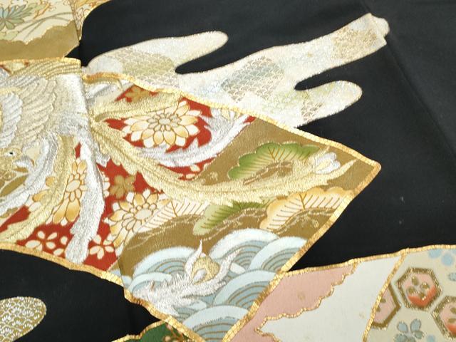 平和屋着物▼豪華黒留袖 駒刺繍 鴛鴦花文 正絹 逸品 CABB7050th