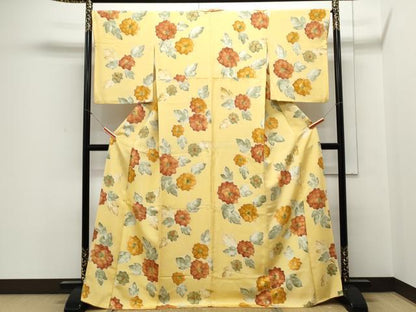 平和屋着物▼上質な小紋　手描き　草花文　正絹　逸品　CABB7060th