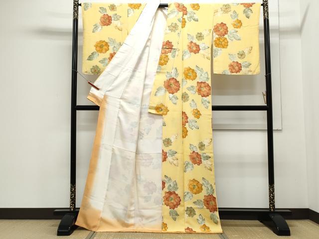 平和屋着物▼上質な小紋　手描き　草花文　正絹　逸品　CABB7060th