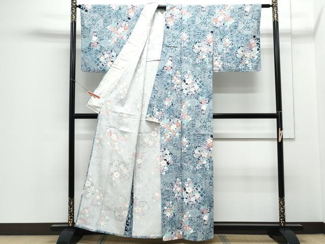 平和屋着物▽上質な小紋　単衣　　吉祥草花文　正絹　逸品　CABB7084th 平和屋着物▽上質な小紋 単衣 吉祥草花文 正絹 逸品 CABB7084th