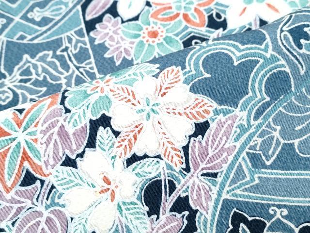 平和屋着物▽上質な小紋　単衣　　吉祥草花文　正絹　逸品　CABB7084th 平和屋着物▽上質な小紋 単衣 吉祥草花文 正絹 逸品 CABB7084th
