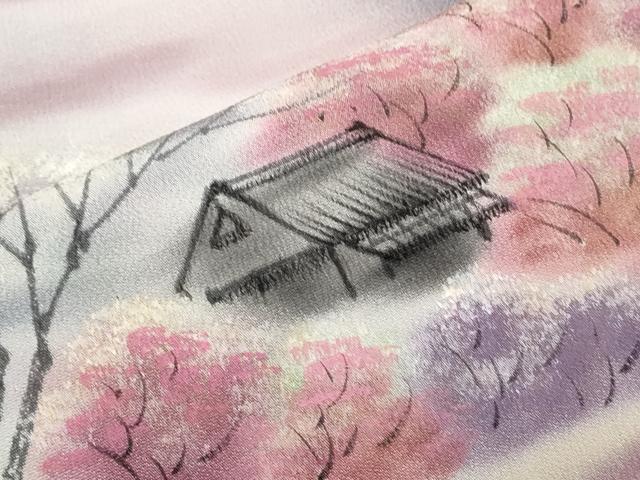 平和屋着物▼豪華黒留袖　作家物　手描き　風景文　暈し染め　正絹　逸品　CABB7093th