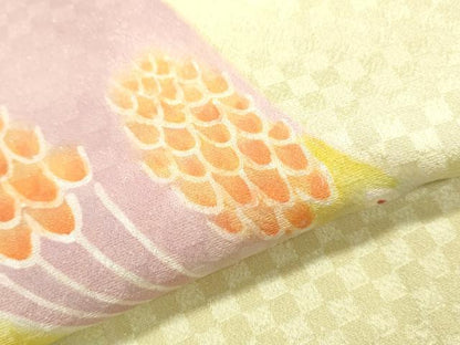 平和屋着物▼色留訪問着　手描き　孔雀文　暈し染め　金通し地　正絹　逸品　CABB7134th